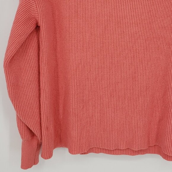 Vici Cowl Neck Balloon Sleeve Pullover Sweater S Ribbed Knit Relaxed Fit Coral - Picture 10 of 11